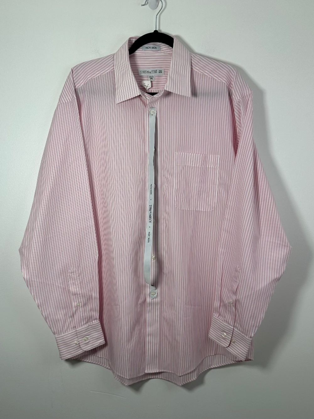 NEW Joseph & Feiss Mens Sz 16.5 34/35 Long Sleeve Striped Dress Shirt Pink/White